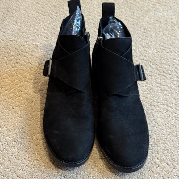 Eileen Fisher Ankle Boots Savoy Nubuck Suede Leather Black Monk Strap Size 6.5 - Picture 5 of 11